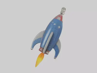 Rocket ship keychain model Low-poly 3D model