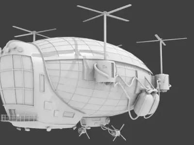 Steampunk Zeppelin Low-poly 3D model