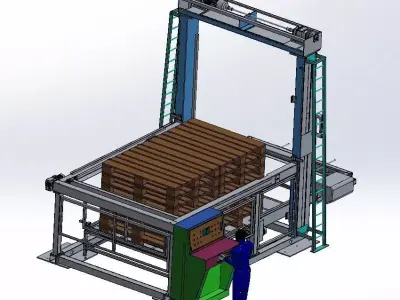  Industrial Automatic Palletizing Machine with Operator Panel 3D model