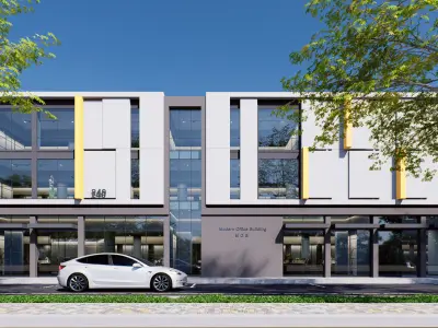 Commercial building Low-poly 3D model 11