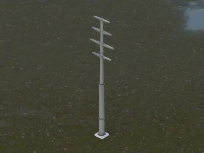 Electric power transmission steel pole Free low-poly 3D model