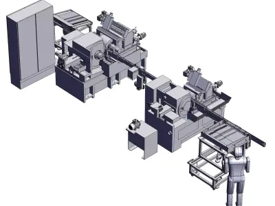Fully automated feeding system for grinding production line 3D model