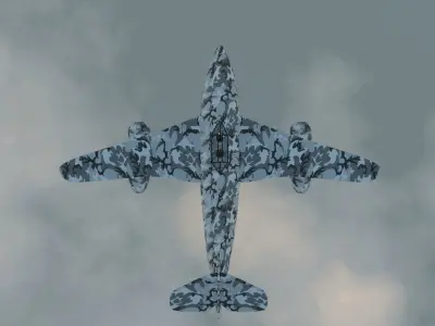 BomberPlane camouflaged airplane flying in sky 3D model