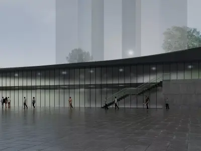 Modern Glass Facade Shopping Mall Entrance Building Exterior  3D model