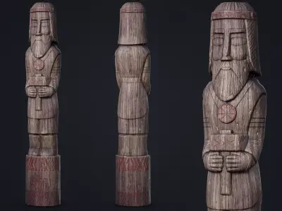 Wooden Totem 9 Low-poly 3D model