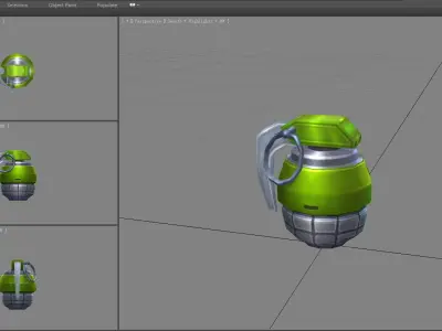 Cartoon green grenade Low-poly 3D model