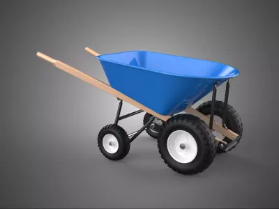 BIG 4 FOUR QUAD WHEELER WHEEL BASE BARROW STEEL PUSH WHEELBARROW 3D model