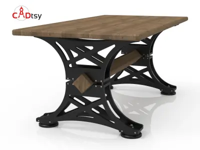 Table DXF CNC Vector Plans for Wooden Industrial Style Table Leg 3D model