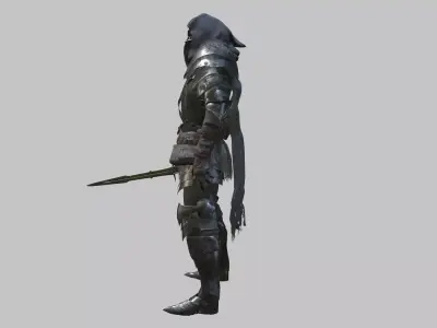 Hooded Knight Low-poly 3D model