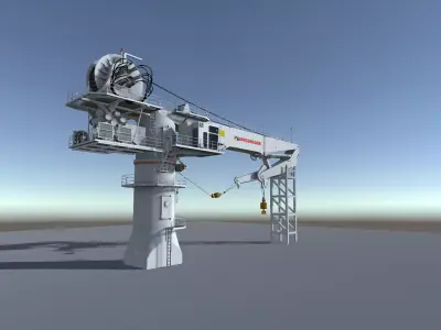 Offshore Vessel Deck Crane low-poly 3d model Low-poly 3D model