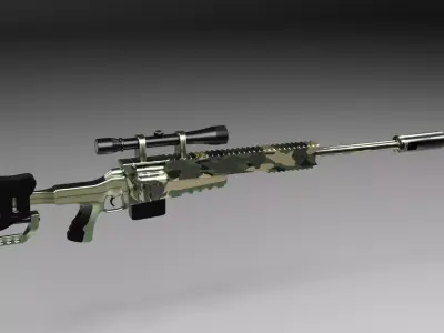 Realistic Tactical Sniper Rifle 3D Model Camouflage Military  3D model