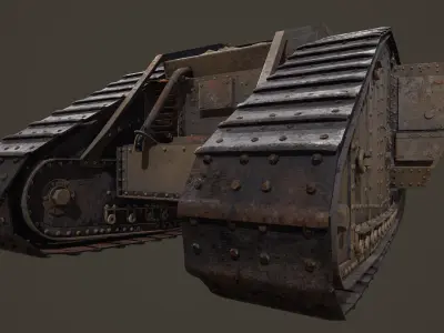 Mark IV British heavy tank of the WW I Low-poly 3D model