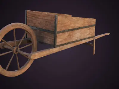 Wooden Cart03 All PBR Unity UE Textures Included Low-poly 3D model