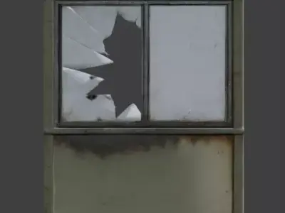 Burned Military Guard Booth 3D Model V02 Low-poly 3D model