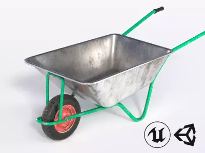 Wheelbarrow Low-poly 3D model 7