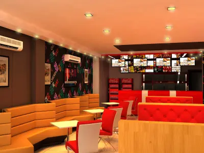 Fast Food Restaurant Low-poly 3D model