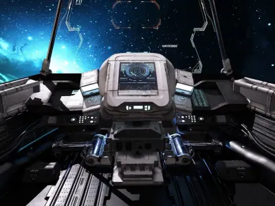  Spaceship Cockpit v1 Lowpoly PBR Low-poly 3D model