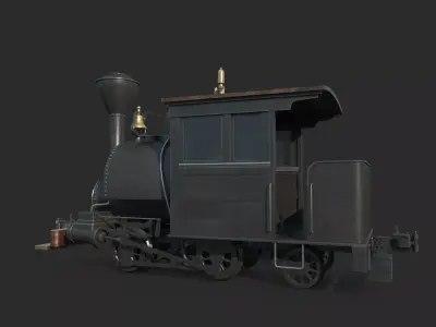 Old-fashioned steam locomotive using wood as fuel 3D model
