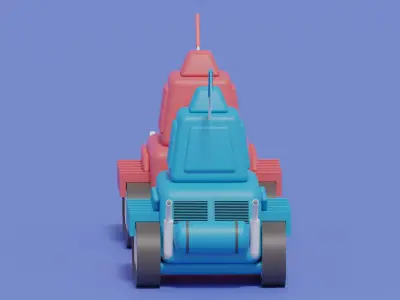 Cartoon Cute Tank 3D model