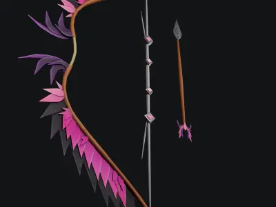 Concept game ready PBR BOW Low-poly 3D model