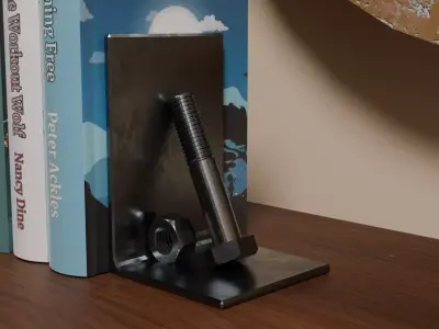 Industrial Nut And Bolt Iron Book Ends Low-poly 3D model