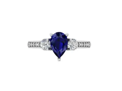 Pear Stone Ring 3D print model
