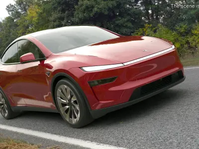Red 2025 Tesla Model Y Juniper 3D model