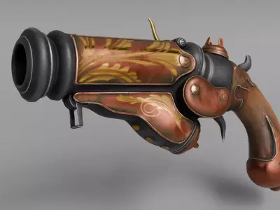 Steampunk gun Low-poly 3D model order