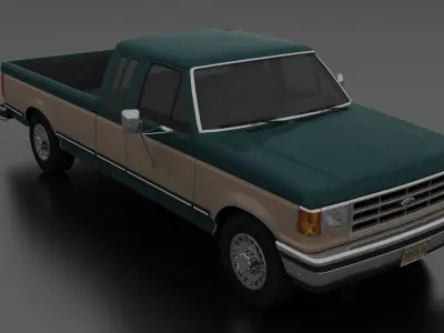 F-Series F-250 XLT Lariat Pickup SuperCab 1987 Low-poly 3D model