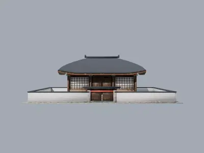 Korean Traditional Hanok House Low Poly PBR  Low-poly 3D model