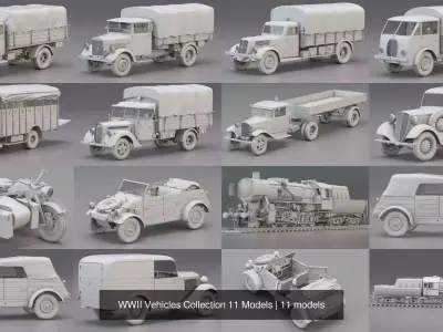 WWII Vehicles Collection 11 Models 3D Model Pack