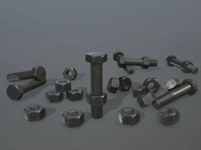 Bolts bolt and nut Low-poly 3D model 3