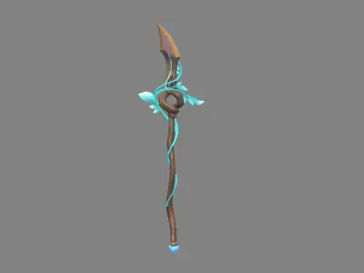 Cartoon wooden wand Low-poly 3D model