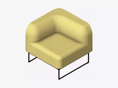 Furniture - Chair - Contemporary - Line - Corner - Right Low-poly 3D model