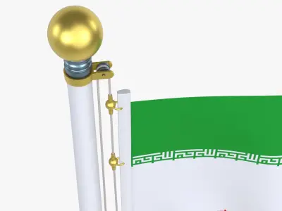 IranFlagStandPoleAnimated 3D model