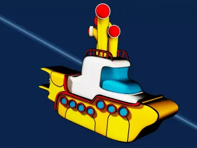 Yellow submarine cartoon 3D model