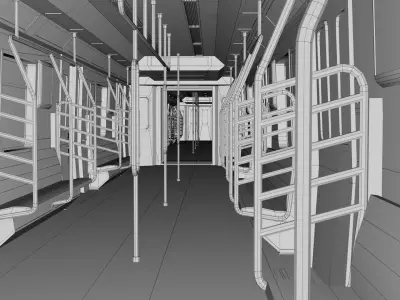 Subway Station and Train Interior 3D model