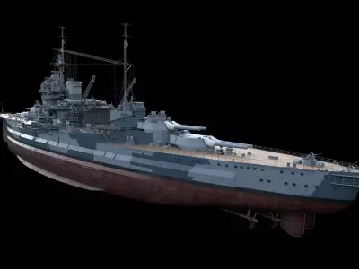 HMS Warspite gameready 3D model
