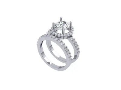 Solitair Ring Bridal Set 3D print model 36