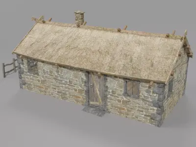 Medieval house Low-poly 3D model 6