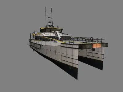 Wind Farm Support Vessel 3d model low-poly Low-poly 3D model