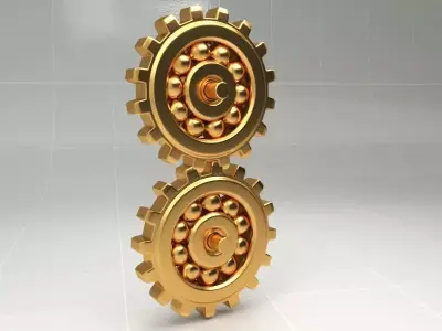 Gear 2 two golden gears 3D model
