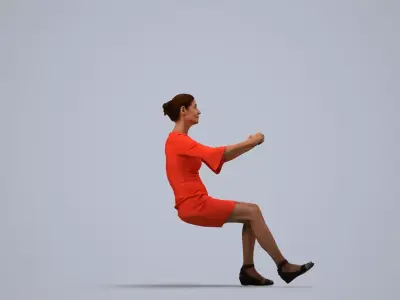 00110Jenn004 - Senior Caucasian woman sitting in office wearing 3D model