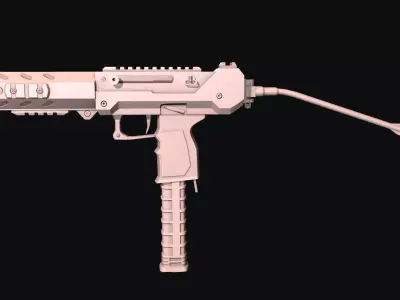 SMG 12 Lowpoly and Highpoly Low-poly 3D model