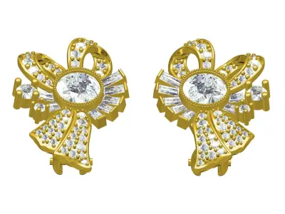 Antique Bow Style Art Deco Earring 3D print model