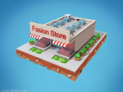 Cartoon Fashion Store City Building Low-poly 3D model