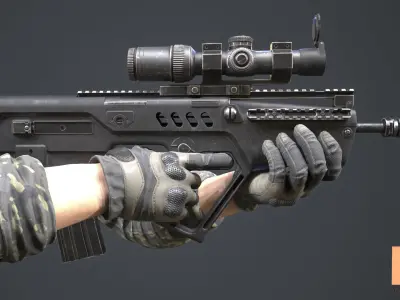 FPS Automatic Rifle 02 Low-poly 3D model