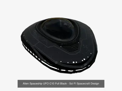 10 Alien Spaceships UFO Collection J Black - Spacecraft Design 3D Model Pack