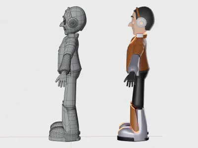 Cartoon Pilot Character  3D model