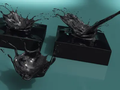 Oil Collision Splash Set of 3 3D model